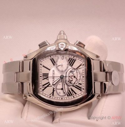 Clone Cartier Roadster de Stainless Steel Chronograph Watch 45mm Swiss Grade Case